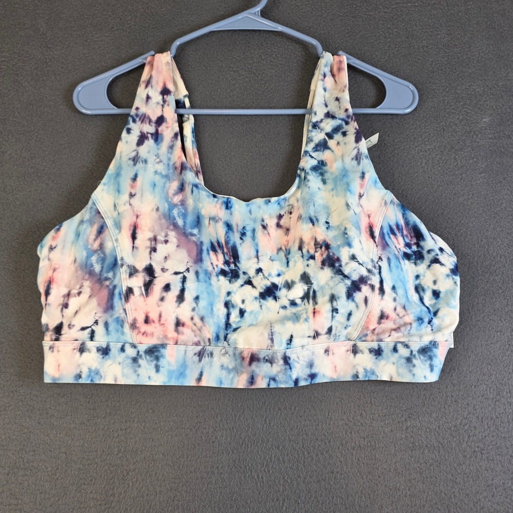 Dip Women Active Tie Dye Sports Bra 2X Blue Pink Wicking NWT 3431